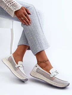 Dámské kožené mokasíny D&A TW210 bílé - S.Barski