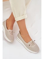 Kožené dámské polobotky LR61-7044 béžové - S.Barski