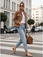 Dámská semišová bunda bomber TY5644  hnědá - FashionStreet