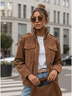 Dámská semišová bunda bomber TY5644  hnědá - FashionStreet