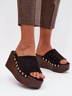 Bota na klínech DM487 černo-zlaté - Step in style