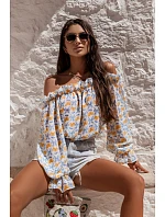 Dámská halenka Hiszpanka MIA bílo-modro-žlutá - LaBalancia Dámská halenka Hiszpanka MIA bílo-modro-žlutá - LaBalancia