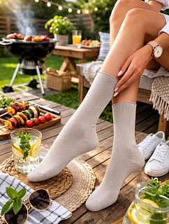 DÁMSKÉ HLADKÉ PONOŽKY Z MĚKKÉ BAVLNY