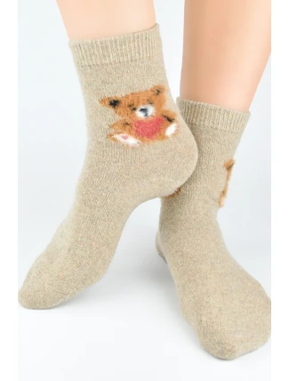 PONOŽKY S VLNĚNÝM MEDVÍDKEM SW018