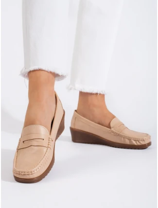 Pohodlné hnědé dámské mokasíny bez podpatku Pohodlné hnědé dámské mokasíny bez podpatku