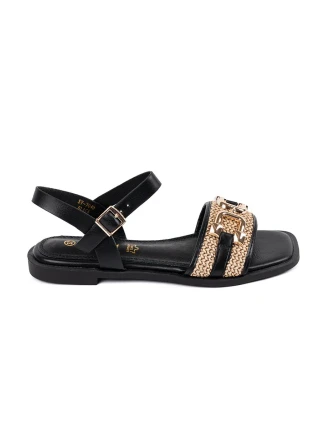 Klasické sandály černé dámské na plochém podpatku Klasické sandály černé dámské na plochém podpatku