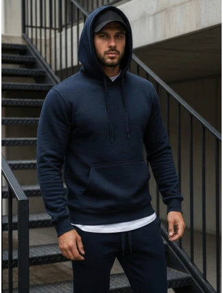 Pánská mikina s kapucí tmavě modrá BX3001