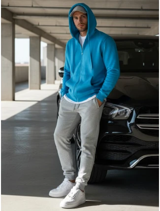 Pánská světle modrá mikina s kapucí FashionStreet BX4689