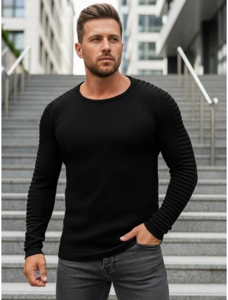 Pánský svetr přes hlavu černý WX1605