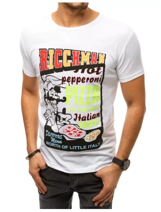 Pánské bílé tričko s potiskem FashionStreet RX4372