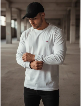 FashionStreet pánské bílé tričko s dlouhým rukávem LX0537