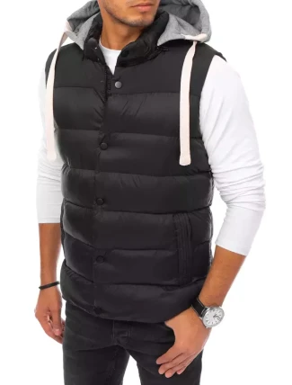Pánská vesta s kapucí černá FashionStreet TX3936
