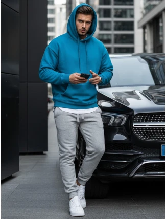 Pánská světle modrá mikina s kapucí FashionStreet BX5108