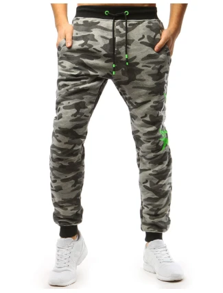 Pánské světle šedé teplákové kalhoty moro UX3509