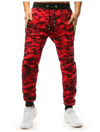 Pánské kamuflážní červené teplákové kalhoty FashionStreet UX3510