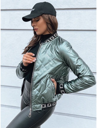 Dámská prošívaná bunda BASEBALL tmavě zelená FashionStreet TY2562 Dámská prošívaná bunda BASEBALL tmavě zelená FashionStreet TY2562