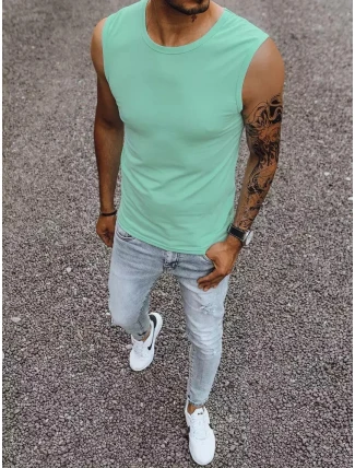 Pánské tričko bez rukávů s potiskem mátové FashionStreet RX4916 Pánské tričko bez rukávů s potiskem mátové FashionStreet RX4916