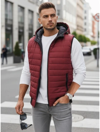 Vínová pánská vesta FashionStreet TX4238 Vínová pánská vesta FashionStreet TX4238