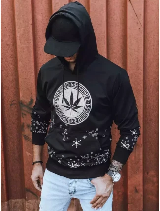 Pánská mikina s potiskem černá FashionStreet BX5326