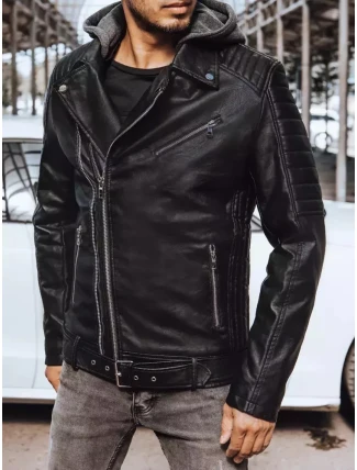 Pánská kožená bunda černá FashionStreet TX4244