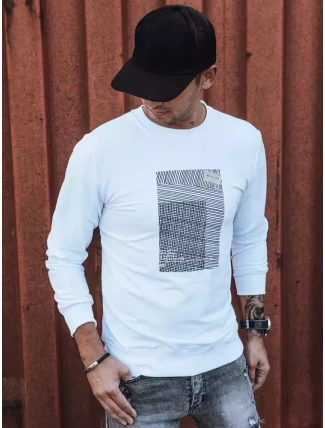 Pánská bílá mikina s potiskem FashionStreet BX5354