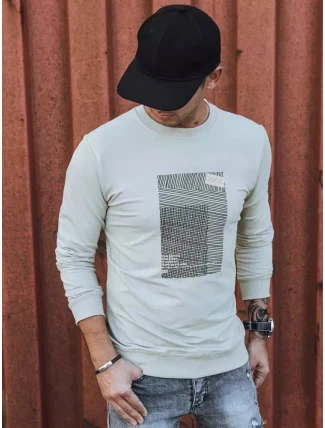 Pánská béžová mikina s potiskem FashionStreet BX5355