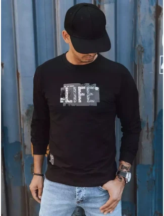 Pánská mikina s potiskem černá FashionStreet BX5360