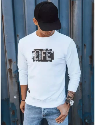 Pánská bílá mikina s potiskem FashionStreet BX5362