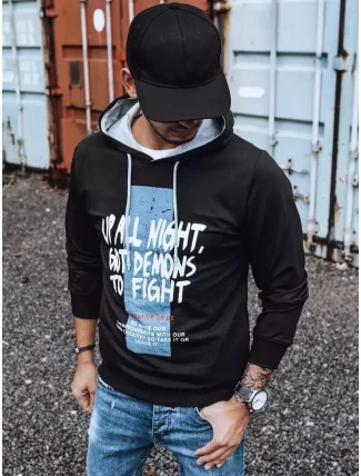 Pánská mikina s potiskem černá FashionStreet BX5396