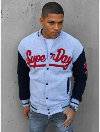 Pánská šedá mikina na zip FashionStreet BX5446 Pánská šedá mikina na zip FashionStreet BX5446