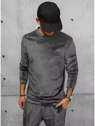 Pánská šedá velurová mikina FashionStreet BX5533