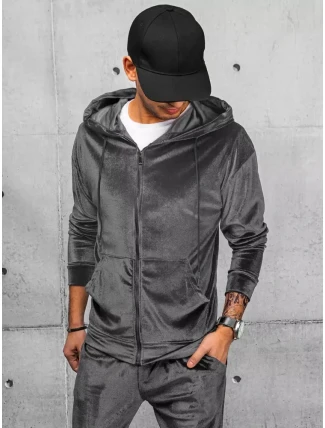 Pánská šedá velurová mikina FashionStreet BX5540