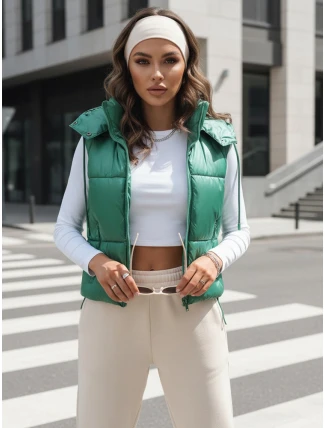 Dámská prošívaná vesta OSHE zelená FashionStreet TY3702 Dámská prošívaná vesta OSHE zelená FashionStreet TY3702