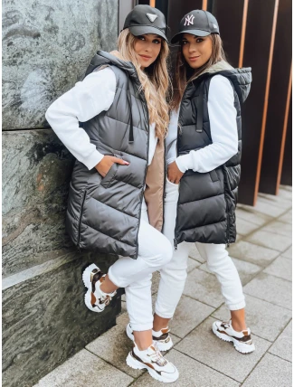 Tmavě šedá oboustranná dámská vesta ONADE FashionStreet TY3725 Tmavě šedá oboustranná dámská vesta ONADE FashionStreet TY3725