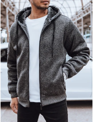 Pánská rozepínací zateplená tmavě šedá mikina FashionStreet BX5598 Pánská rozepínací zateplená tmavě šedá mikina FashionStreet BX5598