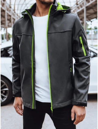 Pánská softshellová bunda s kapucí tmavě šedá FashionStreet TX4472 Pánská softshellová bunda s kapucí tmavě šedá FashionStreet TX4472