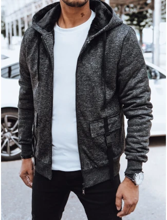 Pánská teplá mikina na zip tmavě šedá FashionStreet BX5607