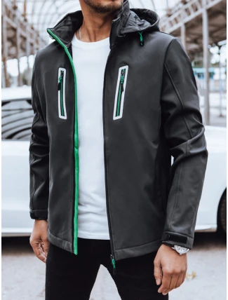 Pánská softshellová bunda s kapucí tmavě šedá FashionStreet TX4475 Pánská softshellová bunda s kapucí tmavě šedá FashionStreet TX4475