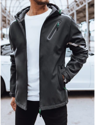 Pánská softshellová bunda s kapucí tmavě šedá FashionStreet TX4481