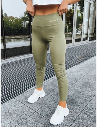 Dámské žebrované legíny LOOK AT ME zelené FashionStreet UY1572