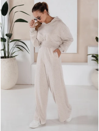 Dámský komplet širokých kalhot a mikiny MINALIA beige FashionStreet AY0917 Dámský komplet širokých kalhot a mikiny MINALIA beige FashionStreet AY0917