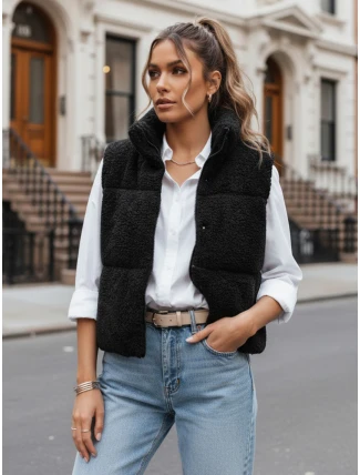 Dámská vesta z ovčí kůže BEEWARM černá FashionStreet TY3845 Dámská vesta z ovčí kůže BEEWARM černá FashionStreet TY3845