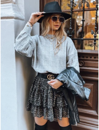 Dámský oversize svetr SKYLARK šedý FashionStreet MY2130 Dámský oversize svetr SKYLARK šedý FashionStreet MY2130