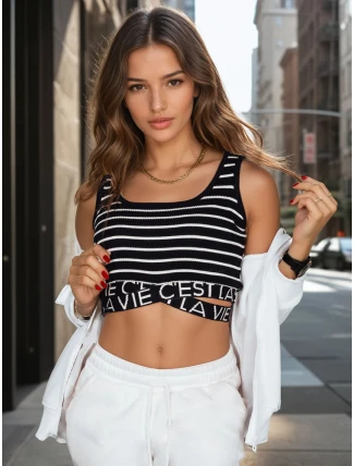 Dámský pruhovaný top LA VIE CEST black FashionStreet RY2314