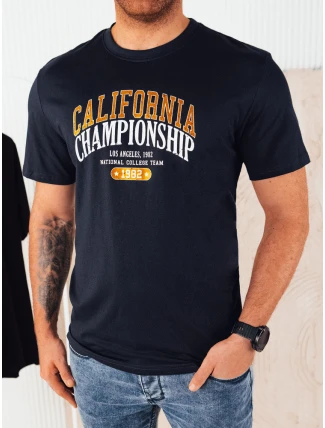 Pánské tmavě modré tričko s potiskem FashionStreet RX5389 Pánské tmavě modré tričko s potiskem FashionStreet RX5389