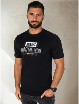 Pánské tričko s potiskem černé FashionStreet RX5407 Pánské tričko s potiskem černé FashionStreet RX5407