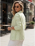 Dámská pruhovaná bunda LINARO bílo-zelená FashionStreet PY0088