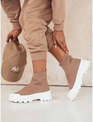 Dámské ponožkové boty ORCE beige FashionStreet ZY0471