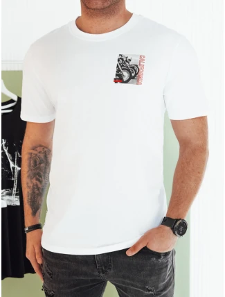 Pánské bílé tričko s potiskem FashionStreet RX5481