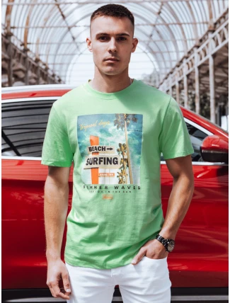 Pánské zelené tričko s potiskem FashionStreet RX5498 Pánské zelené tričko s potiskem FashionStreet RX5498